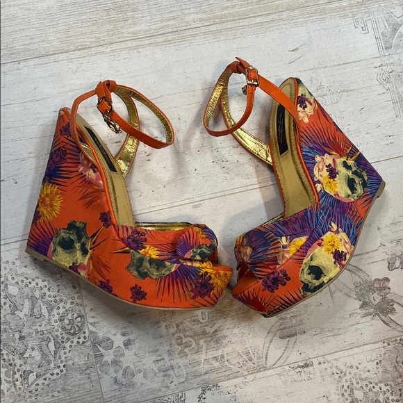 Rare Iron Fist Reina Muerte Wedges Size 9 - Picture 6 of 9